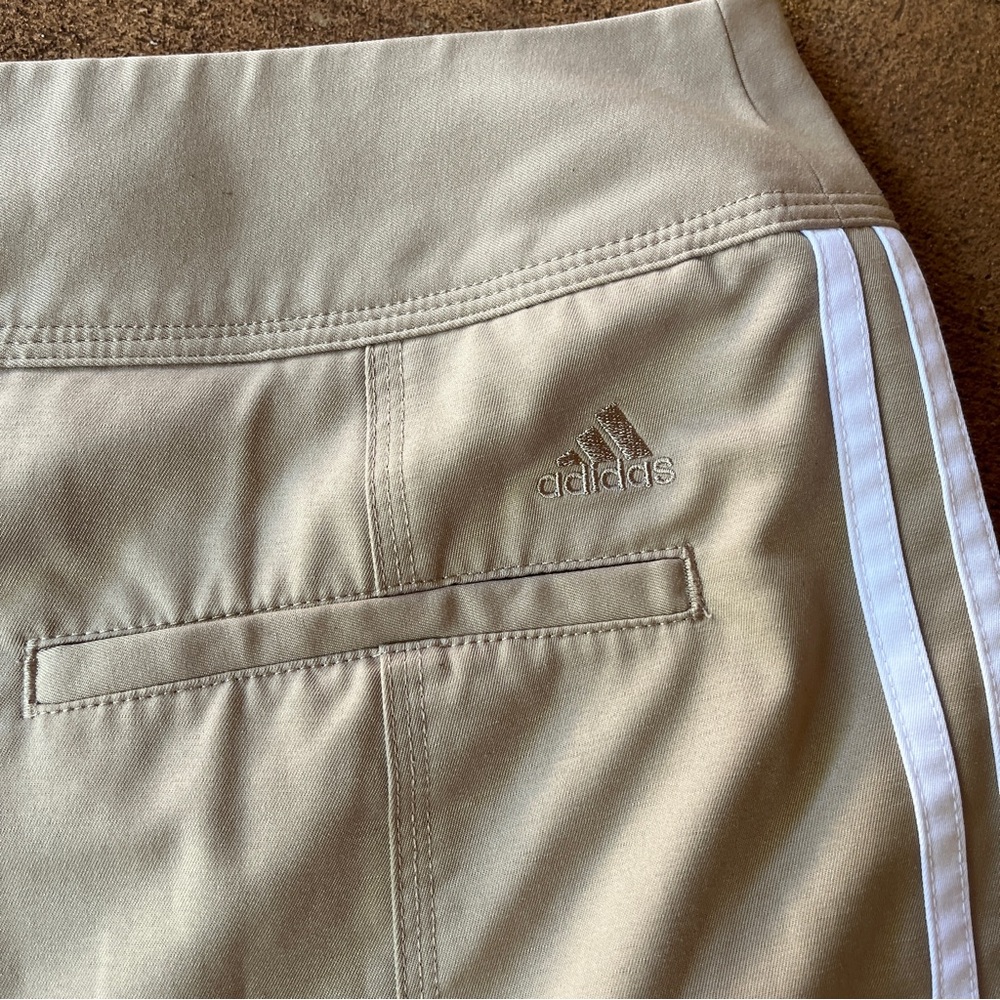 adidas Tan Skort Side Stripes Climacool golf skirt Womens 6 Medium pickleball